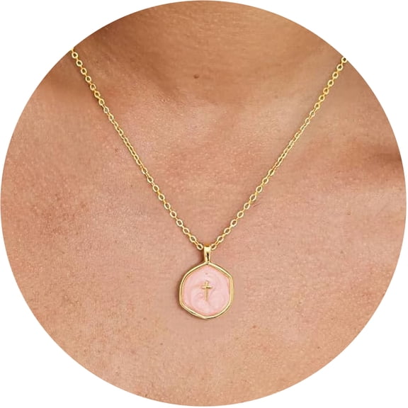 Dainty Cross Necklace for Women, Polished Plated Christian Baptism Religious Faith Jewelry Gift