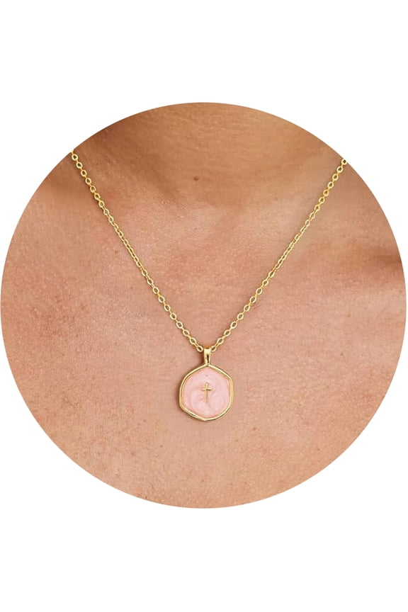 Dainty Cross Necklace for Women, Polished Plated Christian Baptism Religious Faith Jewelry Gift