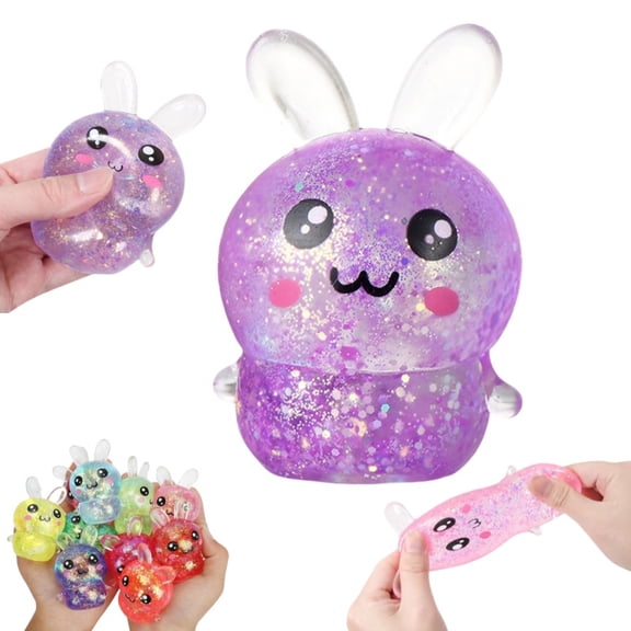 Easter Basket Stuffers, Squishy Bunny Stress Balls ,Sensory Fidget Toys for Adults, Easter Egg Fillers & Party Favors Gifts(Purple)