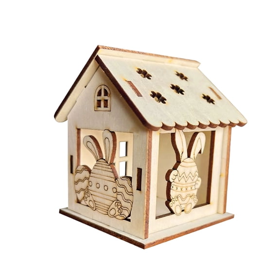 Easter Basket Stuffers Easter Decorations Easter Diy Wooden House Decor,Paintable Cottage Craft for Kids, Handmade Coloring Easter Decoration , Perfect Easter Basket Stuffer、Gift for Children