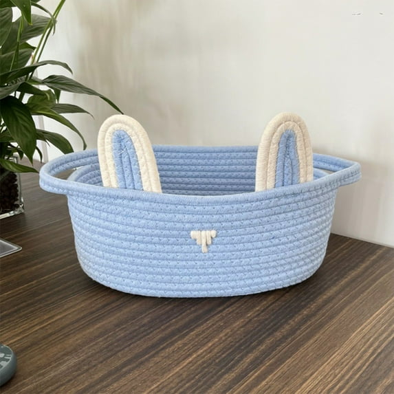 Easter Basket Stuffers Gift for Toddler Girl Boy,Easter Bunny Basket - Fabric Woven Storage Basket for Eggs, Toys, and Snacks, Children’s Organizer with Removable Bunny Ears