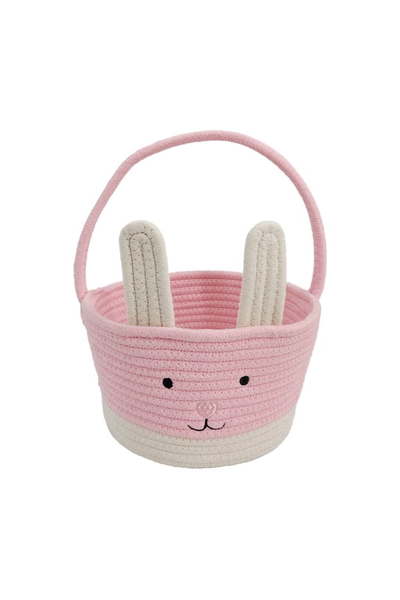 Easter Basket Stuffers Gift for Toddler Girl Boy,Easter Cotton Rope Storage Basket with Handles - Cute Bunny Design, Multicolor Home Decor, and Versatile Organizer for Toys, Books, and More