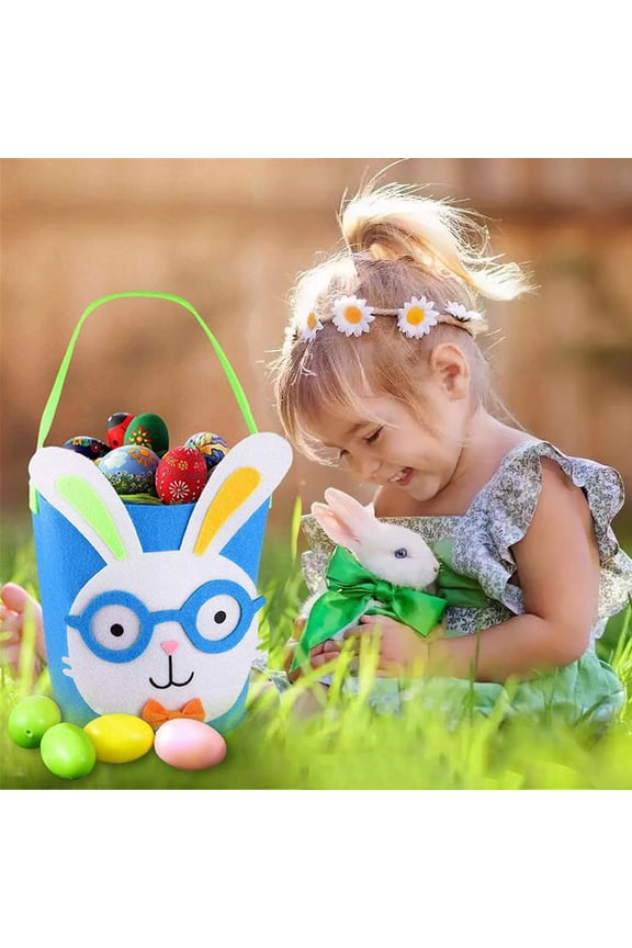 Easter Basket Stuffers Gift for Toddler Girl Boy,Cute Easter Cloth Basket - Canvas Candy and Egg Bucket for Kids, Party Decoration, and Gift Bag