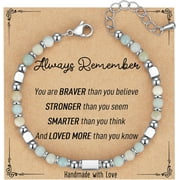 Easter Basket Stuffers Gifts for Teen Girls - Tiny Gemstone Bracelets Teenage Teen Girl Gifts Trendy Stuff with Always Remember Inspirational Card
