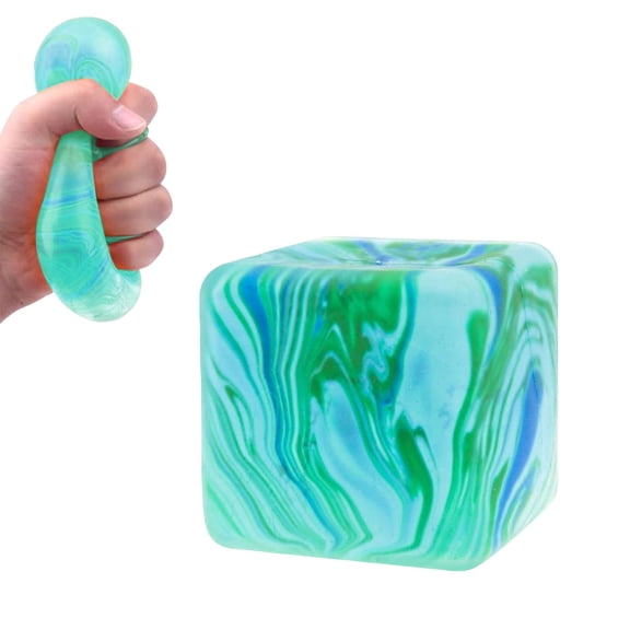 Easter Basket Stuffers Ice Square Squeeze Sensory Toys, Fidget Toys Squishies Stress Cube Easter Birthday Gifts S-Green