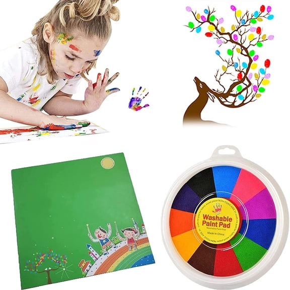 Easter Basket Stuffers for Toddler, Funny Finger Painting Kit and Book, 12 Color Washable Finger Drawing for Toddlers Non-Toxic Children's Paints Painting Supplies for Drawing, Multicolor