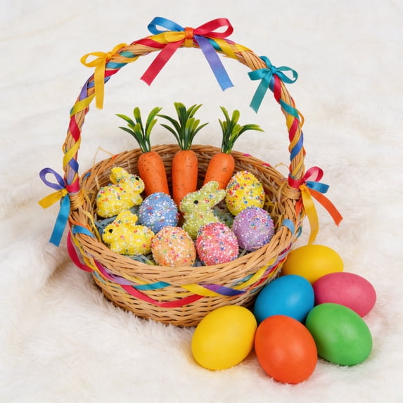 Easter Basket Stuffers for Toddler Kids Girls Boys, Set of 12, Easter Eggs Bunny Ornaments, Shatterproof Macaron Foam Easter Eggs Rabbit Carrot Ornaments Decoration Easter Birthday Party Supplies