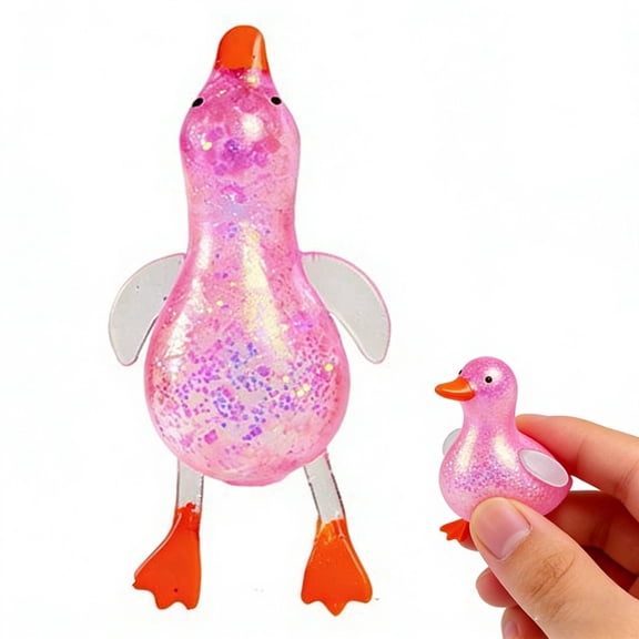 Easter Basket Stuffers White Duck Stress Dough Ball Animals Squeeze Fidget Toys Pull and Stretch Easter Birthday Gifts Crystal Pink