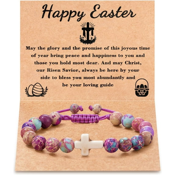 Easter Basket Stuffers for Teens/Girls/Boys, Cross Bracelet Christian Jewelry Easter Gifts for Girls Boys