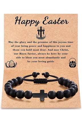Easter Basket Stuffers for Teens/Girls/Boys/Kids, Cross Bracelet Baptism Communion Confirmation Christian Jewelry Gifts