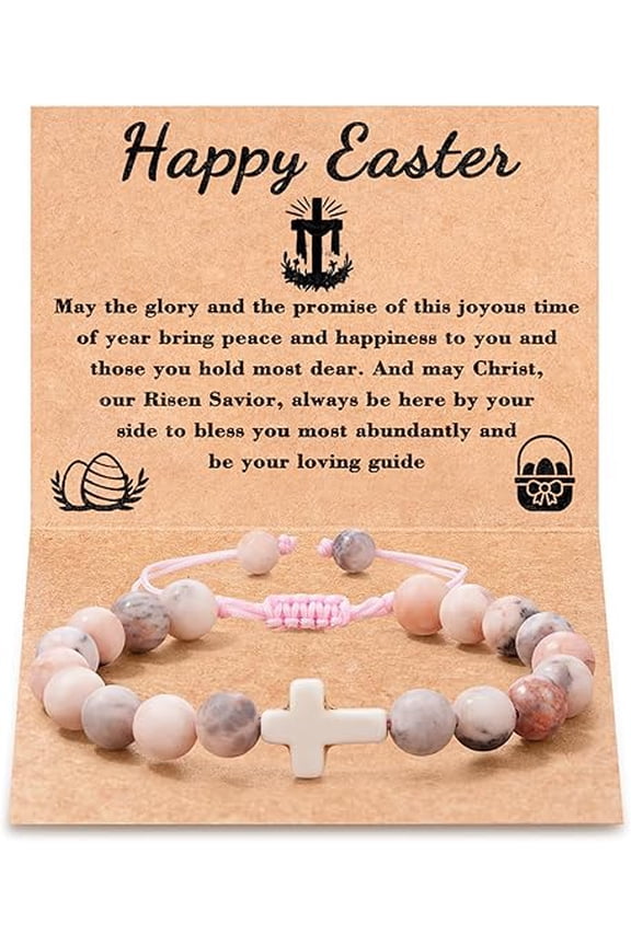 Easter Basket Stuffers for Teens/Girls/Boys/Kids, Cross Bracelet Baptism Communion Confirmation Christian Jewelry Gifts