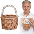 thumbnail image 1 of Easter Basket,Wicker Rattan Flower Girl Basket,Pearl Handle Flower Basket,Flower Girl Basket for Wedding and Home Decorations, 1 of 9