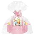 thumbnail image 1 of Easter Basket With Handle Large Cute Bunny Basket with Cellophane Bag Bow for Easter Egg Hunting Treasure Hunt Easter Party Supplies Pink Design 3, 1 of 7