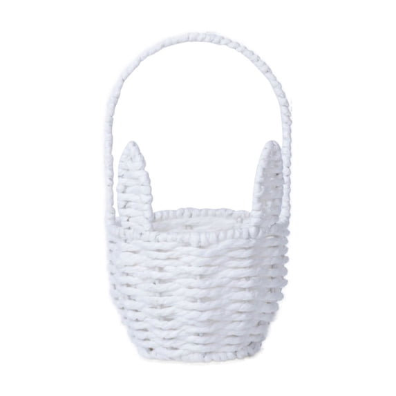 Easter Basket, Woven Bunny Basket with Handle, Straw Wicker Egg Candy Storage, Easter Gift, Portable Craft Basket for Home Organization Kitchen Storage Pantry