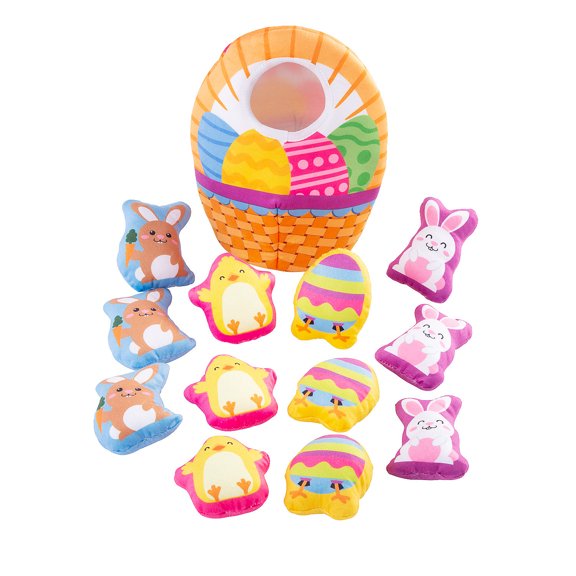 Easter Basket with Plush Peekaboo Figures - 13 Pc.