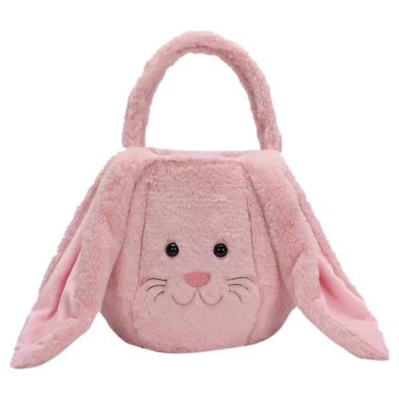 Easter Baskets,Basket for Gift,Personalized Bunny Easter Basket Custom Easter Basket With Handles Pluffy Custom Eggs Bag Gifts For Kids Girls Babies Toddlers Teens(Pink)