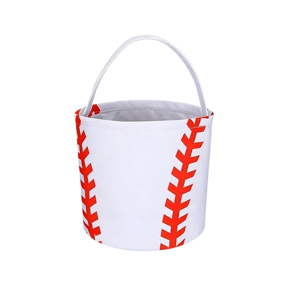 Easter Baskets, Easter Egg Hunt Baskets, Holiday Baseball Pattern Tote for Easter Egg Hunts Decorations, Candy Gifts Storage Bucket