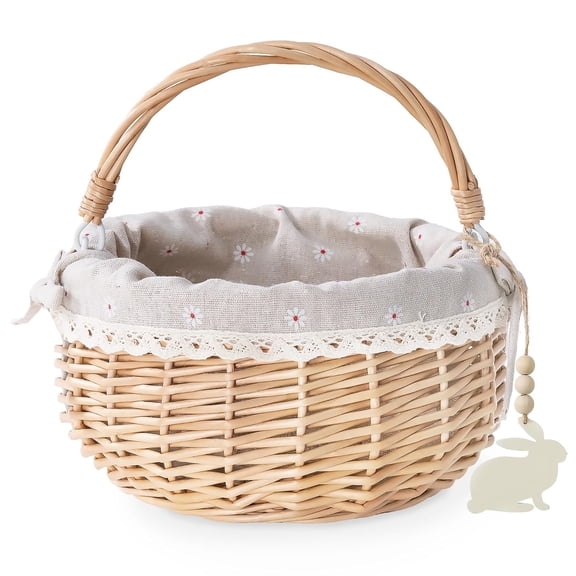 Easter Baskets for Kids, Large Personalized Wicker Easter Basket Empty with Handle, Basket Tags, Woven Rope Egg Easter Baskets for Boys Girls Babies Toddler Infant, Easter Basket Gifts for Boy, 2 Pcs
