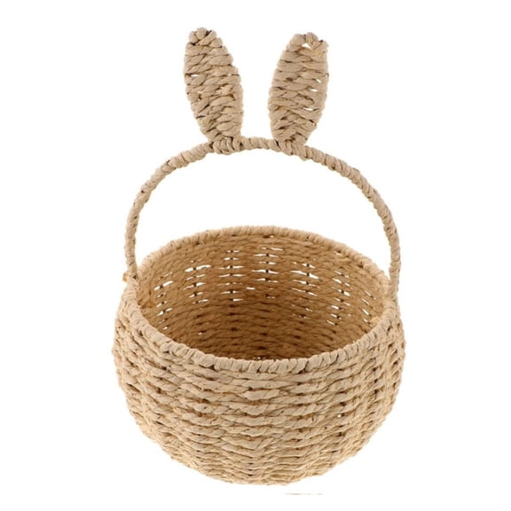 Easter Baskets for Kids Woven Bunny Basket with Handle Egg Hunting Easter Bucket for Boys and Girls