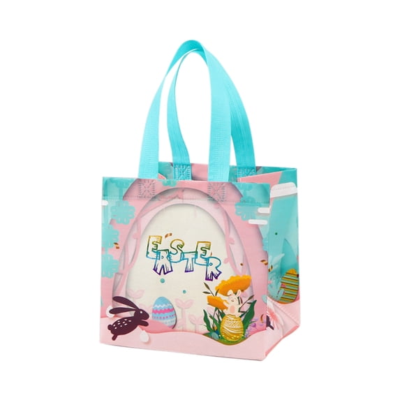 Easter Baskets with Handle, Reusable Easter Gift Tote Bag Non Woven Goodie Bags Party Bags