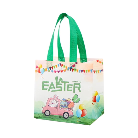 Easter Baskets with Handle, Reusable Easter Gift Tote Bag Non Woven Goodie Bags Party Bags