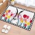 thumbnail image 1 of Easter Bathroom Rug Washable 2x3 Entryway Rug Non Slip Rabbit Spring Botanical Flowers Black White Lattice Front Door Mat Low Pile Indoor Doormat Throw Floor Carpet for Kitchen Bedroom Entrance, 1 of 8