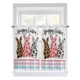 thumbnail image 1 of Easter Bathroom Window Curtain, Spring Colorful Leopard Printed Bunny Flower Striped Light Filtering Coffee Kitchen Curtains, Bedroom Living Room Curtains 2 Panel 84"x45", 1 of 6