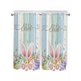 thumbnail image 1 of Easter Bathroom Window Curtain, Spring Rabbit Ear Eggs Floral Butterfly Wooden Light Filtering Coffee Kitchen Curtains, Bedroom Living Room Curtains 2 Panel 84"x63", 1 of 6