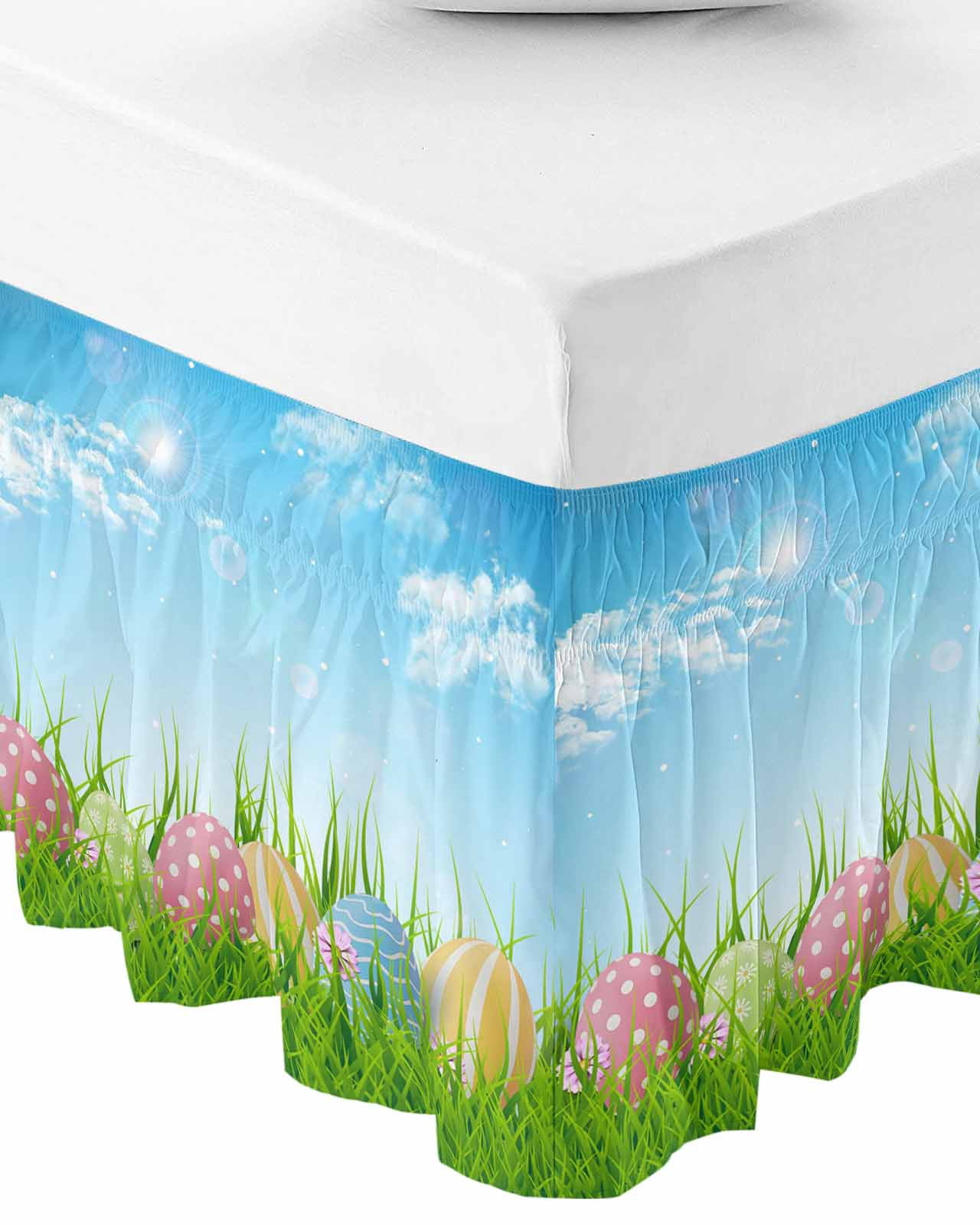 Easter Bed Skirt Cal King 18 Inch Drop, Wrap Around Bed Skirts, Spring ...