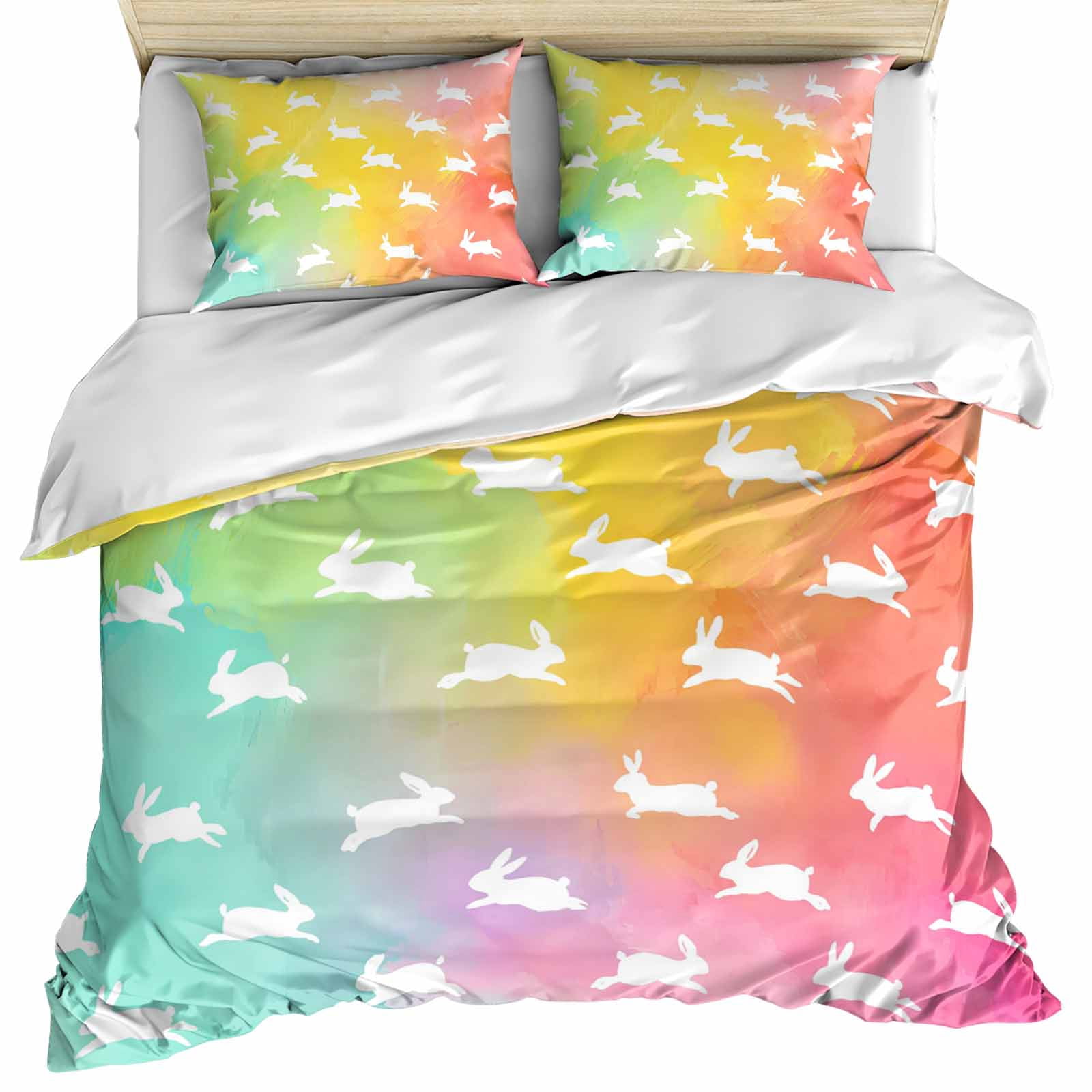 Easter Bedding 3 Piece Duvet Cover Set Full Size, Spring Rabbits ...