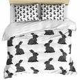 thumbnail image 1 of Easter Bedding 3 Piece Duvet Cover Set Queen Size, Black Pots Bunny Rabbit Farmhouse Bunny Rabbit Soft Microfiber Comforter Cover with Zipper Closure & Pillowcases, FadeResistant Quilt Cover, 1 of 9