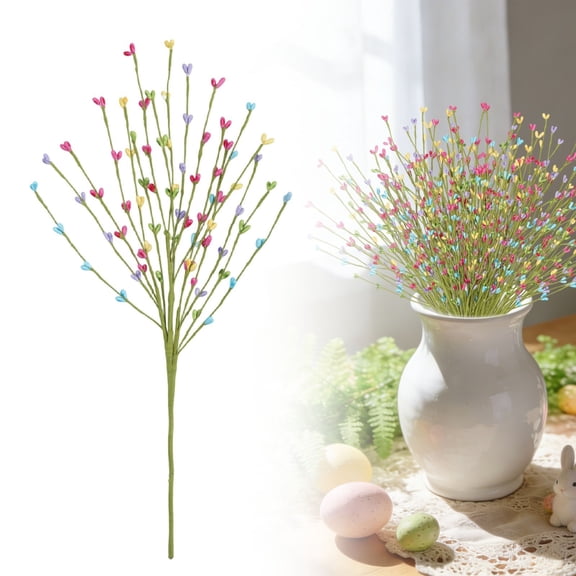 Easter Berry Egg Beaded Picks Verdsylv 17 Inch Easter Berry & Egg Beaded Picks - Artificial Spring Branches for Home Vase Filler, Table Centerpiece & Festive Holiday Decor, Festive Vase Filler