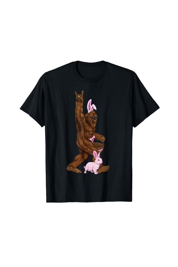 Easter Bigfoot Bunny In A Basket Is Funny For Sunday T-Shirt