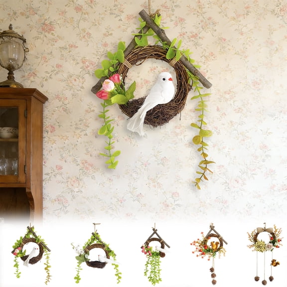 Easter Bird Nest Shaped Wreath Decor Easter Wreath Wall Hanging Wall Decoration For Living Room Bedroom Door Wall Decor