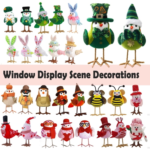 Easter Birds Ornaments Plush Doll, Easter Decorations 3D Bird Figurines with Cute Design, Spring Tabletop Desktop Bird Doll for Home Shelf Window Display, Seasonal Party Favor Gift, HAODEJW