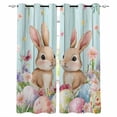 thumbnail image 1 of Easter Blackout Curtains for Bedroom - 84 Inch Long Light Blocking 2 Panels Set, Spring Rabbit Colorful Eggs Flowers Wooden Grain Thermal Insulated Living Room Drapes Grommet Window Curtains 52"x84", 1 of 8