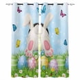 thumbnail image 1 of Easter Blackout Curtains for Bedroom, Thermal Insulated Drapes, Spring Colorful Easter Eggs Bunny Butterfly Blue Black Out Curtains 63 Inch Long Room Darkening Kitchen Curtains 42"x63" 2 Panels, 1 of 8