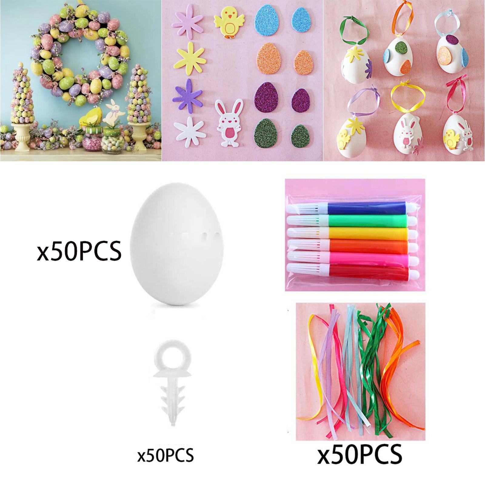 Easter Blank White Eggs DIY Material 50 Pieces Kindergarten Crafts Decorative Easter Basket Fillers Accessories Easter Party Favors
