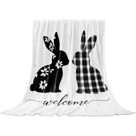 Easter Blanket Bunny Easter Eggs Print Stuffed Blanket Suitable For Sofa Bed Spring Holiday Decoration