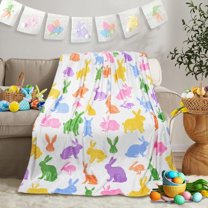 Easter Blanket Easter Bunny Flannel Throw Blankets for Kids for Women Easter Rabbit Decorations Blanket for Bed, Sofa,Couch,Travel Blanket 50 x 60 inch