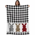 thumbnail image 1 of Easter Blanket Soft Cozy Warm Throw Blanket for Couch, Plush Fuzzy Flannel Fleece Blankets for Sofa, Cartoon Leopard Print Buffalo Plaid Rabbits Bed Blankets Lightweight Gifts for Women, 40"x60", 1 of 9