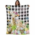 thumbnail image 1 of Easter Blanket Soft Cozy Warm Throw Blanket for Couch, Plush Fuzzy Flannel Fleece Blankets for Sofa, Spring Rabbit Sheep Duck Eggs Plants Black Plaid Bed Blankets Lightweight Gifts for Women, 50"x60", 1 of 9