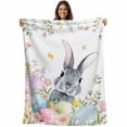 thumbnail image 1 of Easter Blanket Soft Cozy Warm Throw Blanket for Couch, Plush Fuzzy Flannel Fleece Blankets for Sofa, Spring Rustic Botanical Floral Rabbit Eggs Leaves Bed Blankets Lightweight Gifts for Men, 40"x60", 1 of 9