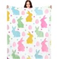 thumbnail image 1 of Easter Blanket Spring Bunny Rabbit Eggs Soft Flannel Colorful Decorative Throw Blanket Holiday Square Birthday Blanket for Easter Gifts Home Couch Sofa Bed Room, 50 * 60inch, 1 of 6