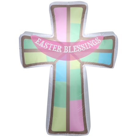 Easter Multicolor Blessing Cross Light-Up Airblown Yard Inflatable, 3.5 ft, by Way To Celebrate