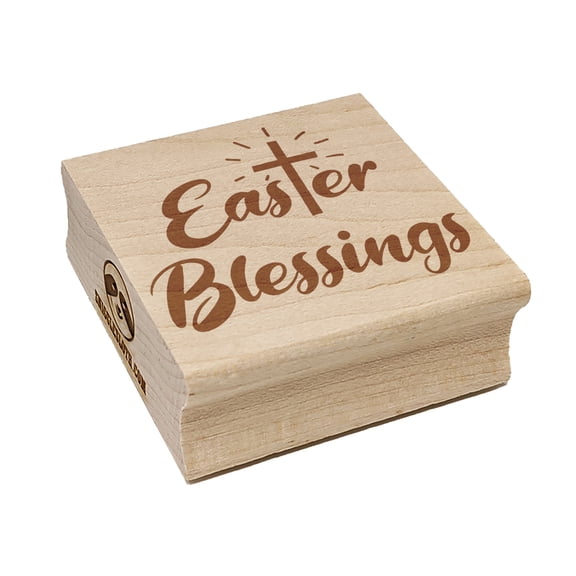 Easter Blessings Religious Cross Square Rubber Stamp Stamping Scrapbooking Crafting - Large 2.75in