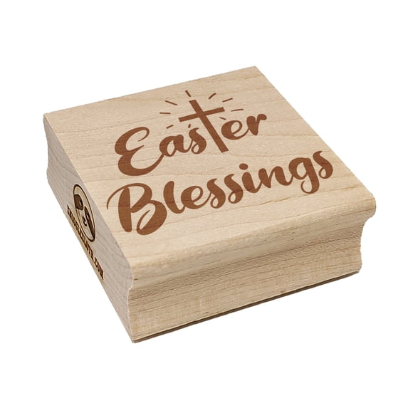 Easter Blessings Religious Cross Square Rubber Stamp Stamping Scrapbooking Crafting - Large 2.75in