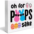 thumbnail image 1 of Easter Block Sign Funny Easter wood box sign desk decor Easter Desk Decor Rustic Oh for Peeps Sake Wooden Sign Easter Eggs Decorations Home Shelf Decor 7 x 7 inches, 1 of 5