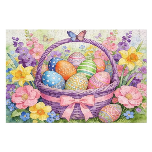 Easter in Bloom 1000 Piece Jigsaw Puzzle for Adults, Fun Brain Challenge and Cozy Family Night, Relaxing Mind Exercise and Holiday Activity, DIY Craft and Home Decor, Finished Size 30 x 20 IN