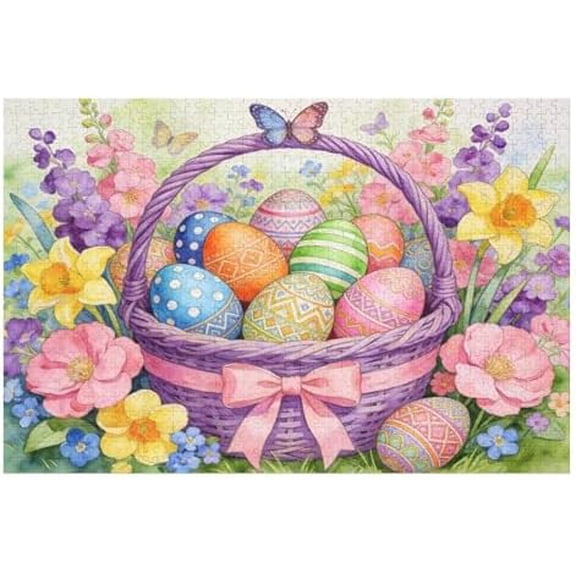 Easter in Bloom 500 Piece Jigsaw Puzzle for Adults, Spring Floral Garden Artwork, Relaxing Family Brain Game and Holiday Activity, Home Decor and Mind Exercise, Finished Size 20.5x15 in